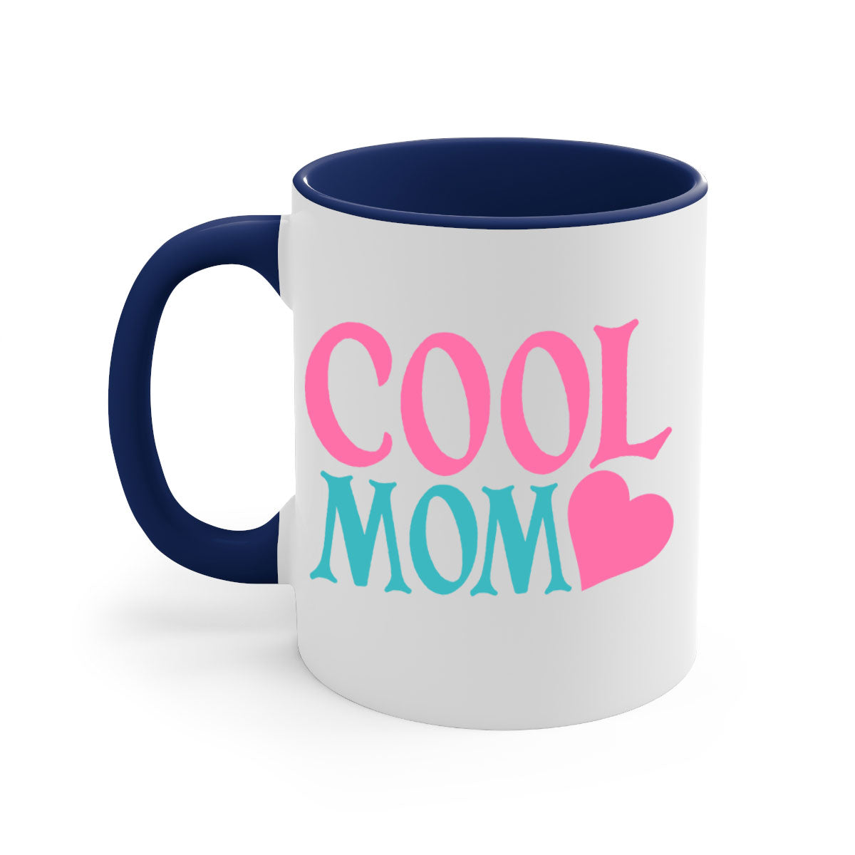 Cool Mom 271# Mug featuring a glossy finish, colored handle, and interior in five vibrant colors, available in 11oz and 15oz sizes.