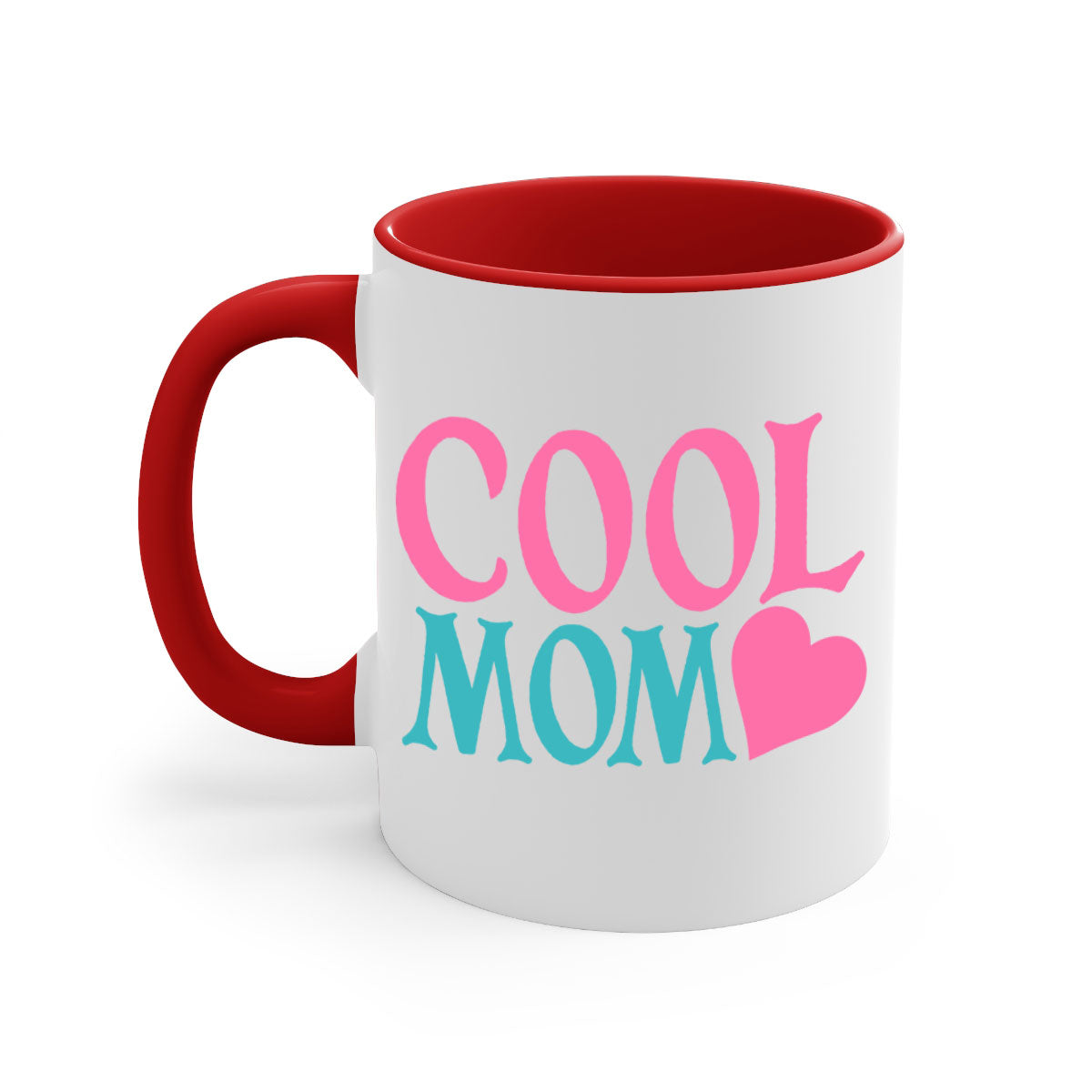 Cool Mom 271# Mug featuring a glossy finish, colored handle, and interior in five vibrant colors, available in 11oz and 15oz sizes.
