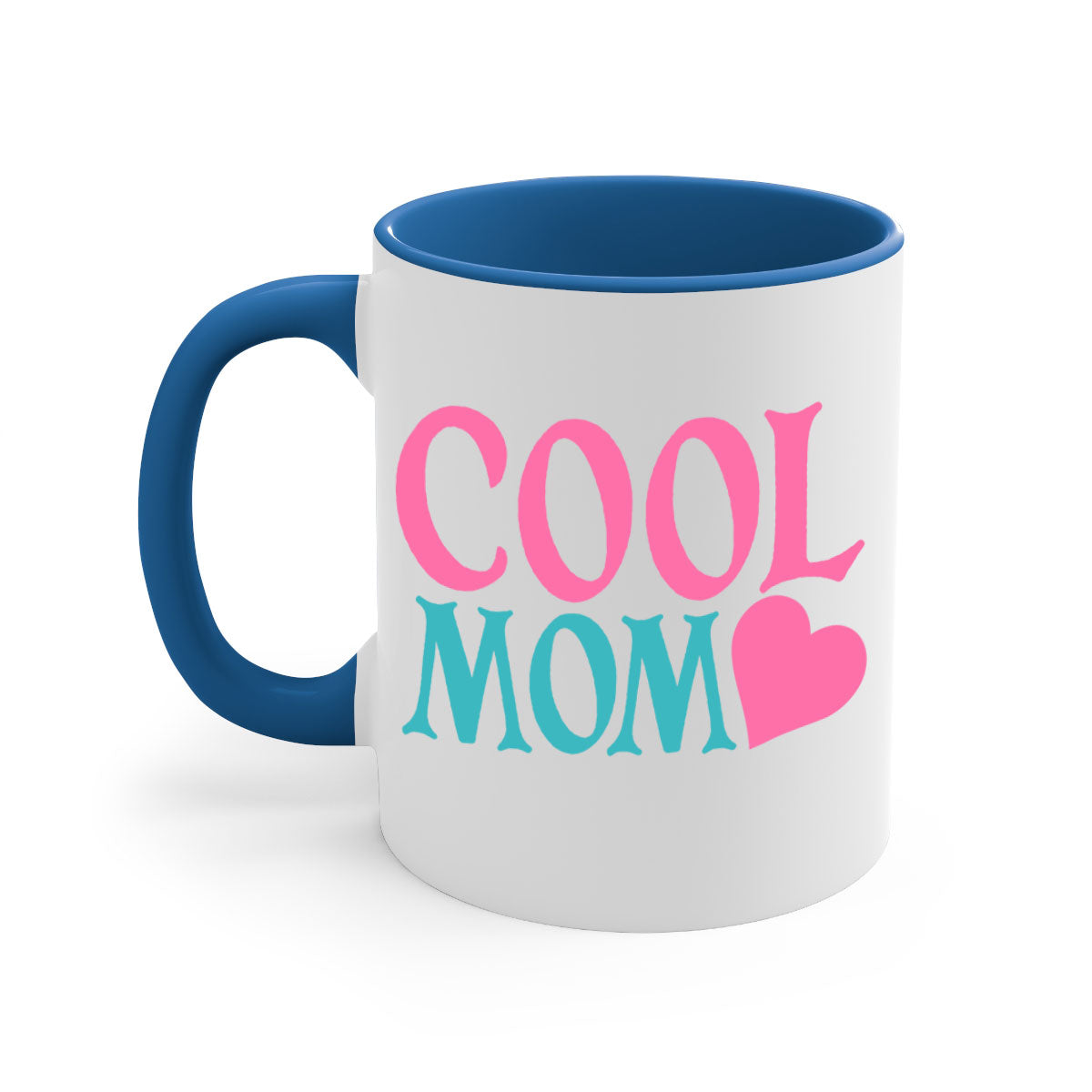 Cool Mom 271# Mug featuring a glossy finish, colored handle, and interior in five vibrant colors, available in 11oz and 15oz sizes.