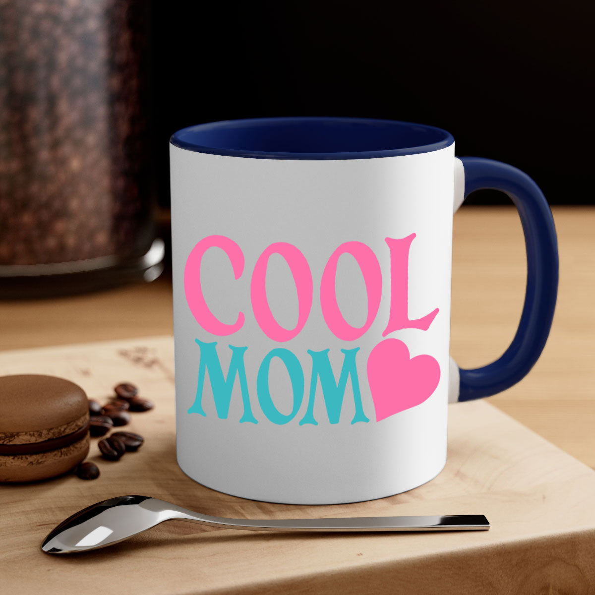 Cool Mom 271# Mug featuring a glossy finish, colored handle, and interior in five vibrant colors, available in 11oz and 15oz sizes.