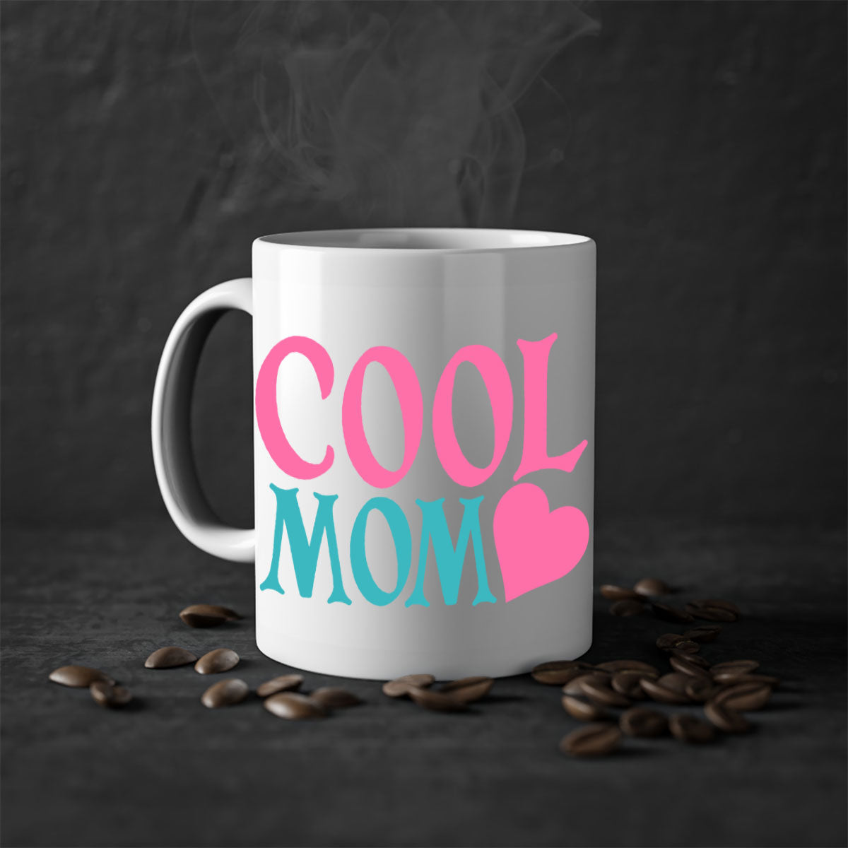 Cool Mom 271# Mug featuring a glossy finish, colored handle, and interior in five vibrant colors, available in 11oz and 15oz sizes.