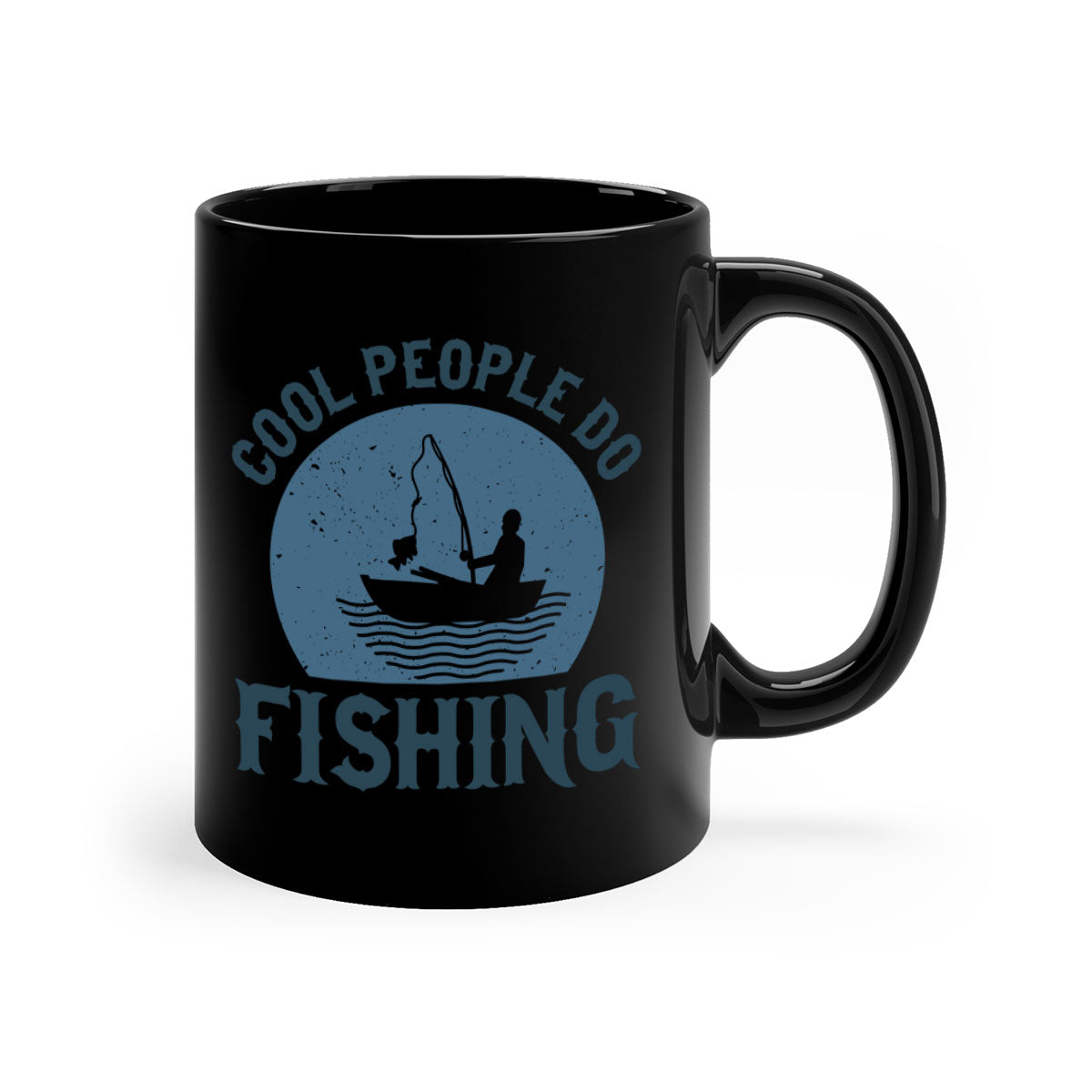 Cool People Do Fishing Mug with colorful handle and glossy finish, available in multiple colors and sizes.