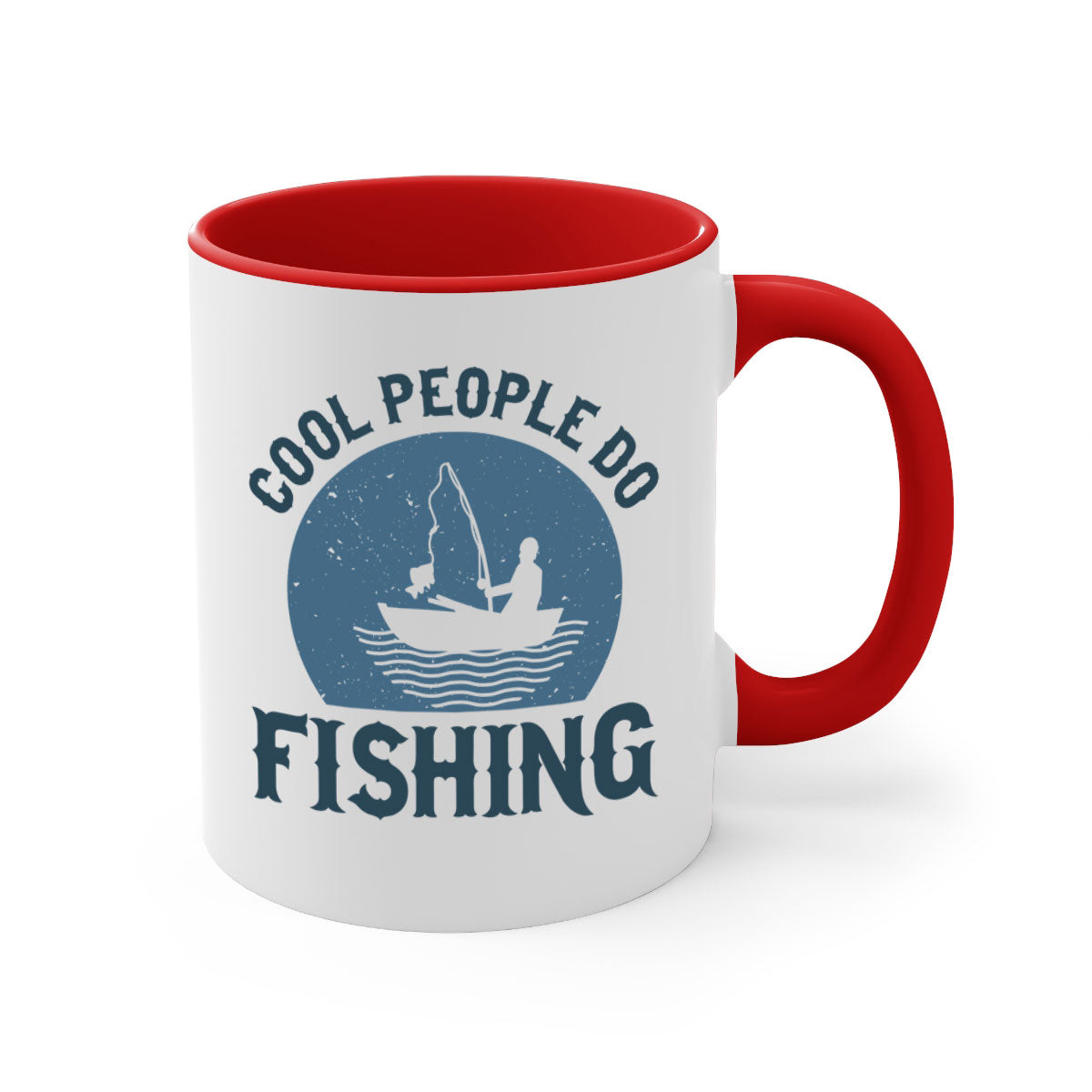 Cool People Do Fishing Mug with colorful handle and glossy finish, available in multiple colors and sizes.