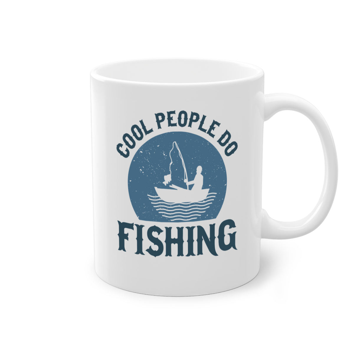Cool People Do Fishing Mug with colorful handle and glossy finish, available in multiple colors and sizes.
