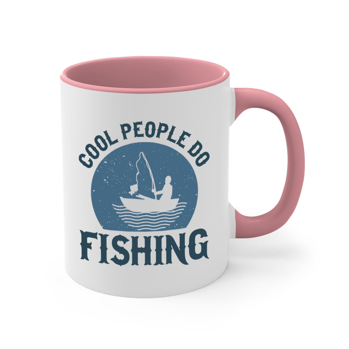 Cool People Do Fishing Mug with colorful handle and glossy finish, available in multiple colors and sizes.