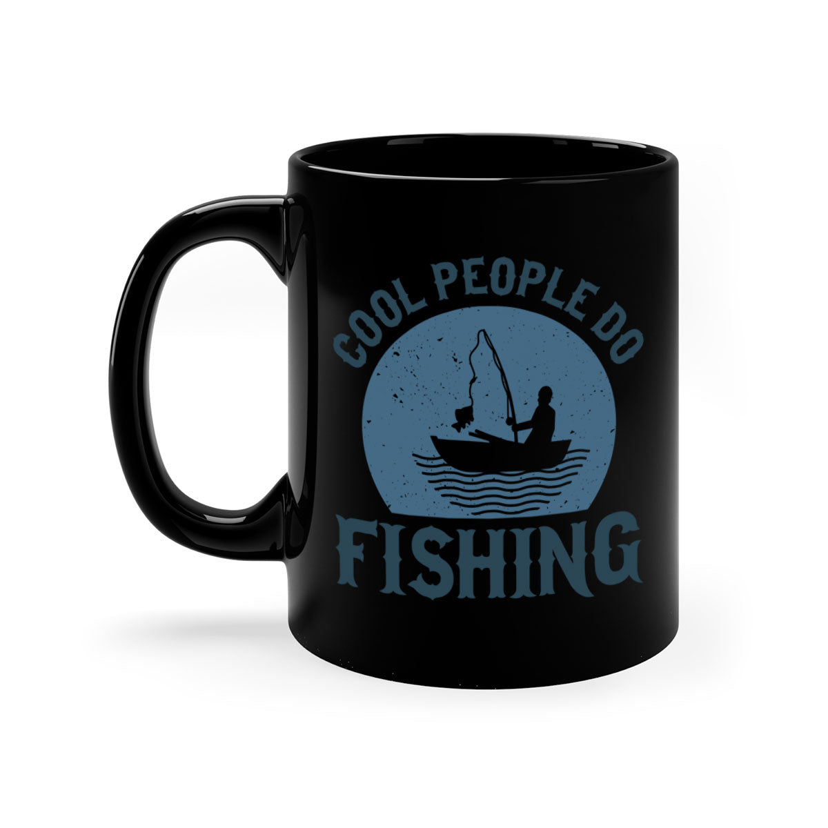 Cool People Do Fishing Mug with colorful handle and glossy finish, available in multiple colors and sizes.