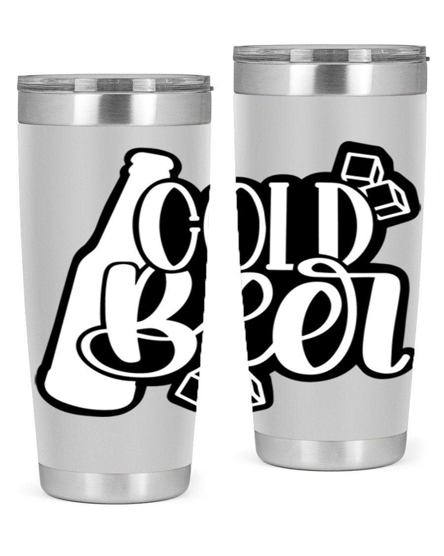 Cold Beer 42# 20oz tumbler made of stainless steel with a copper lining, featuring a press-in drink-thru lid, ideal for keeping drinks hot or cold.