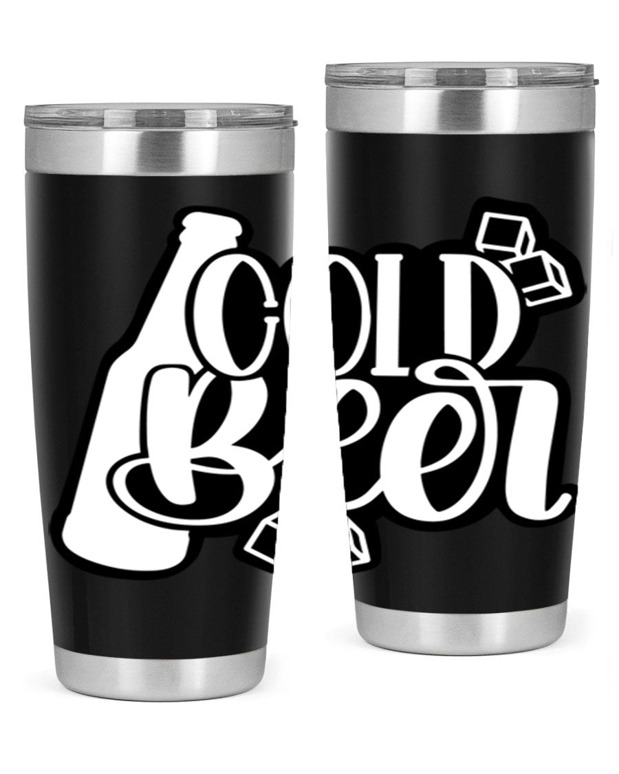 Cold Beer 42# 20oz tumbler made of stainless steel with a copper lining, featuring a press-in drink-thru lid, ideal for keeping drinks hot or cold.