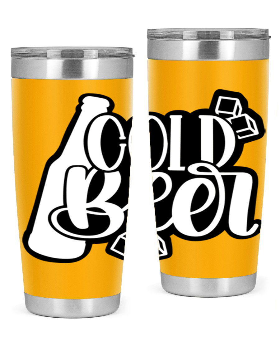 Cold Beer 42# 20oz tumbler made of stainless steel with a copper lining, featuring a press-in drink-thru lid, ideal for keeping drinks hot or cold.