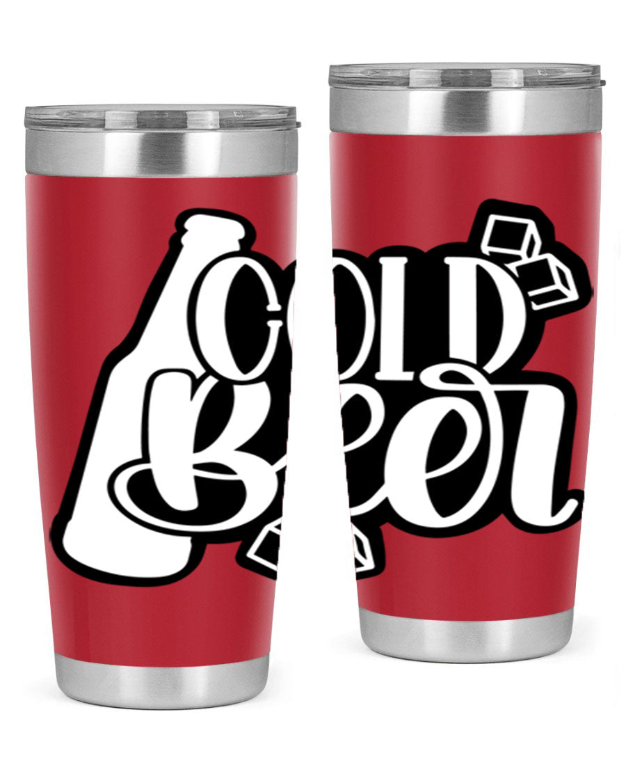 Cold Beer 42# 20oz tumbler made of stainless steel with a copper lining, featuring a press-in drink-thru lid, ideal for keeping drinks hot or cold.