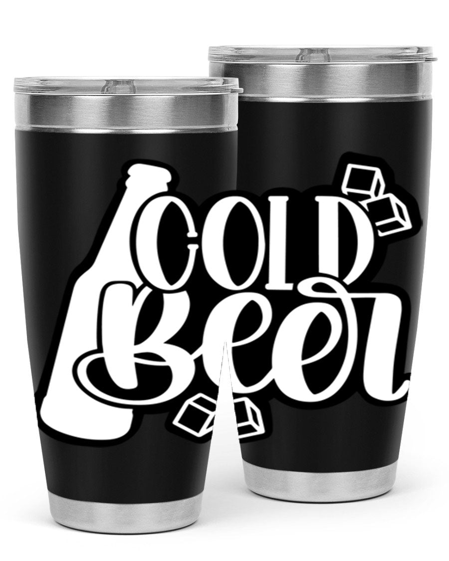 Cold Beer 42# 20oz tumbler made of stainless steel with a copper lining, featuring a press-in drink-thru lid, ideal for keeping drinks hot or cold.