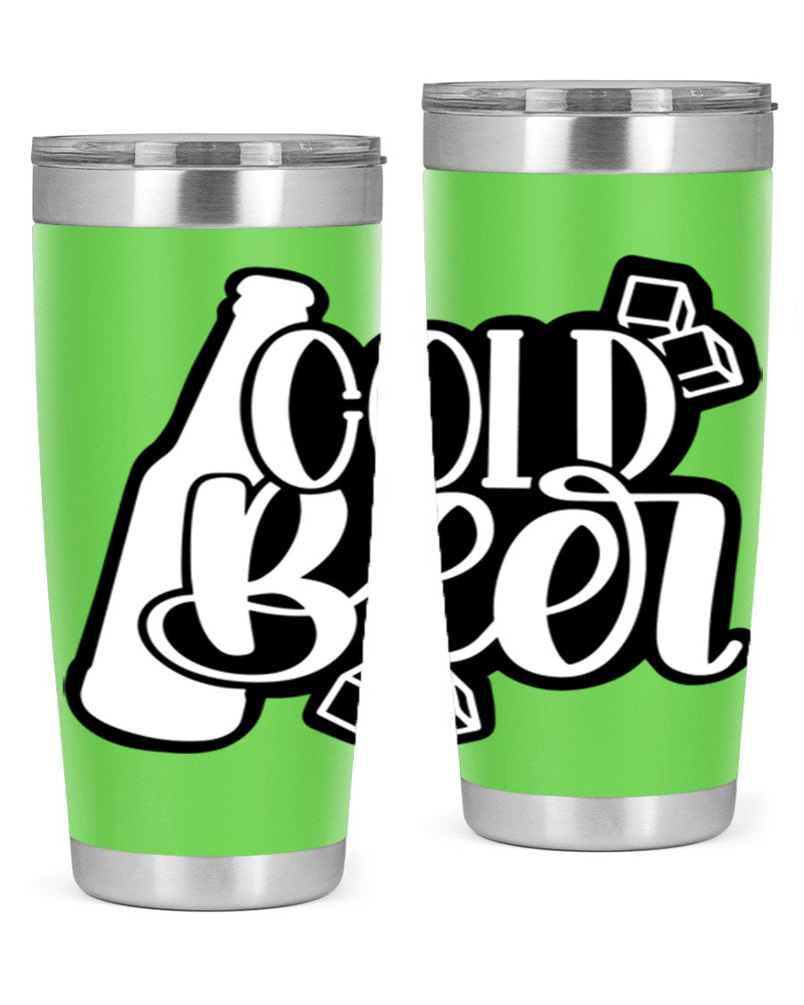 Cold Beer 42# 20oz tumbler made of stainless steel with a copper lining, featuring a press-in drink-thru lid, ideal for keeping drinks hot or cold.