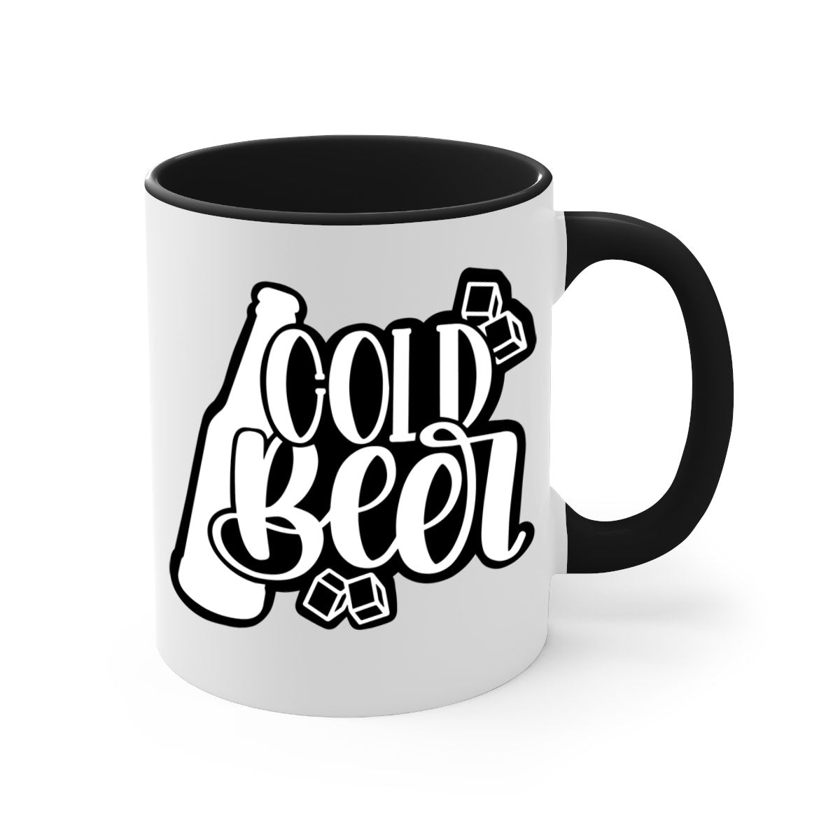 Cold Beer 42# Mug with two-tone design, featuring a colored handle and glossy finish, available in multiple colors.