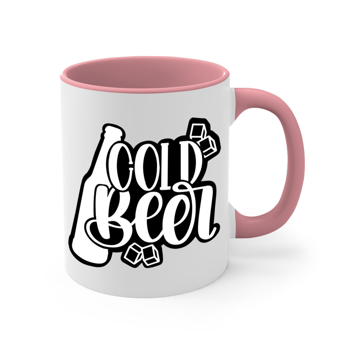 Cold Beer 42# Mug with two-tone design, featuring a colored handle and glossy finish, available in multiple colors.