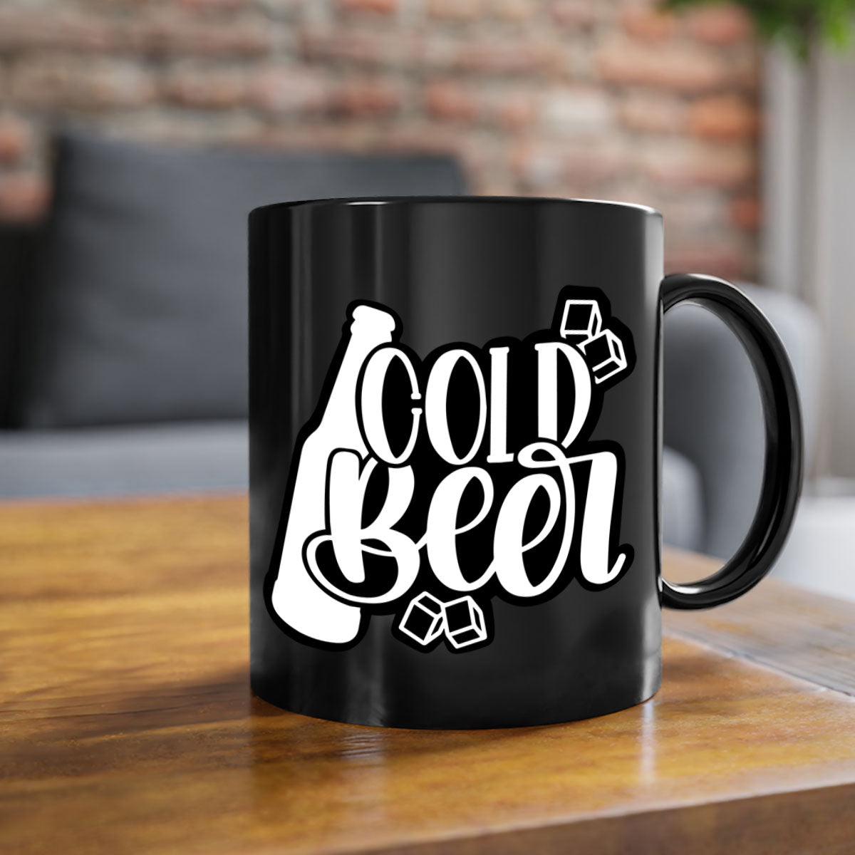 Cold Beer 42# Mug with two-tone design, featuring a colored handle and glossy finish, available in multiple colors.