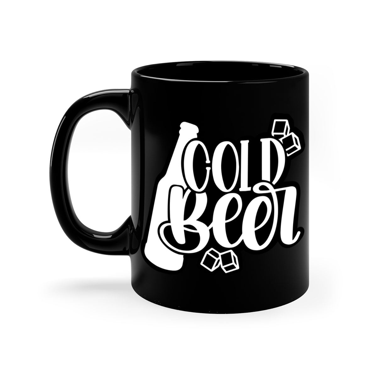 Cold Beer 42# Mug with two-tone design, featuring a colored handle and glossy finish, available in multiple colors.