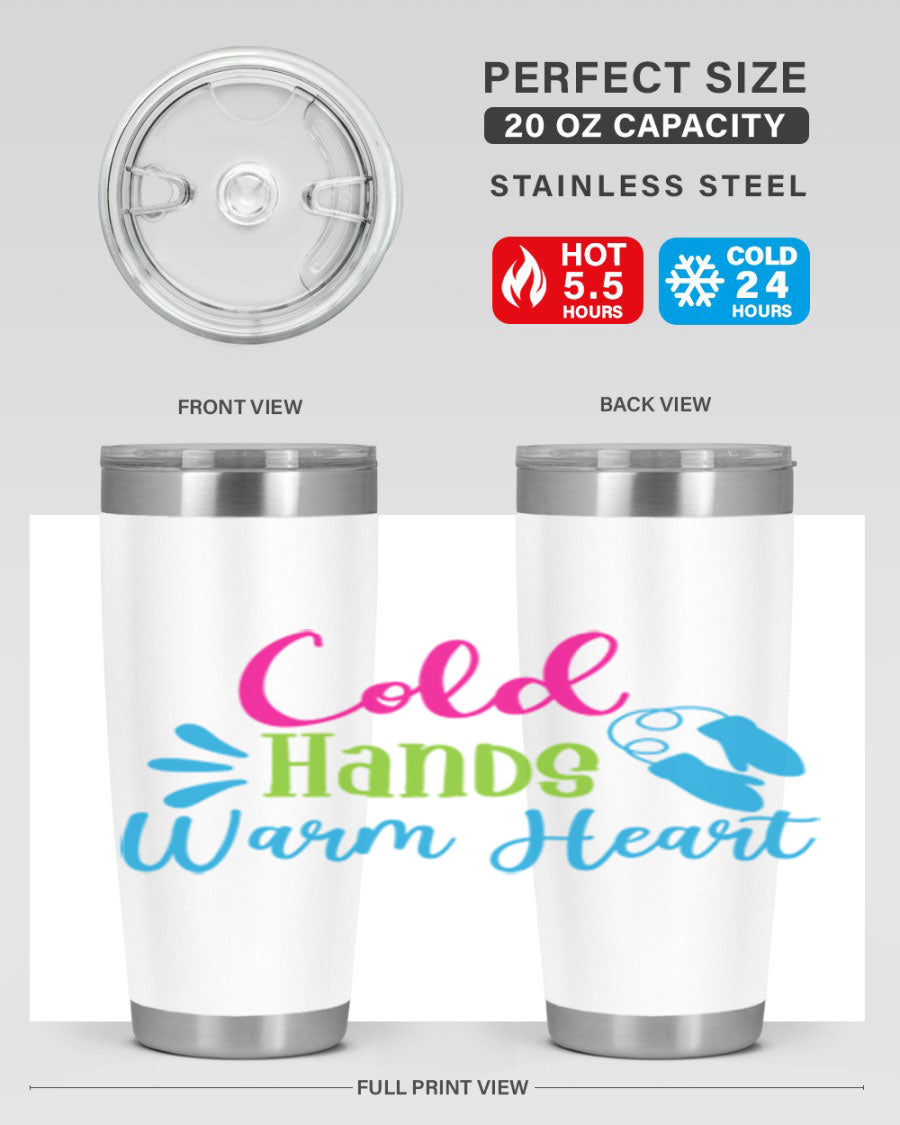 Cold Hands Warm Heart 47# winter tumbler in stainless steel with a stylish design, featuring a drink-thru lid and double wall vacuum insulation.