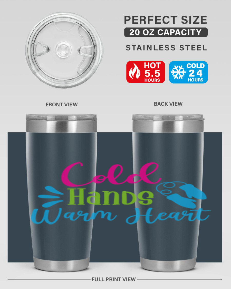 Cold Hands Warm Heart 47# winter tumbler in stainless steel with a stylish design, featuring a drink-thru lid and double wall vacuum insulation.