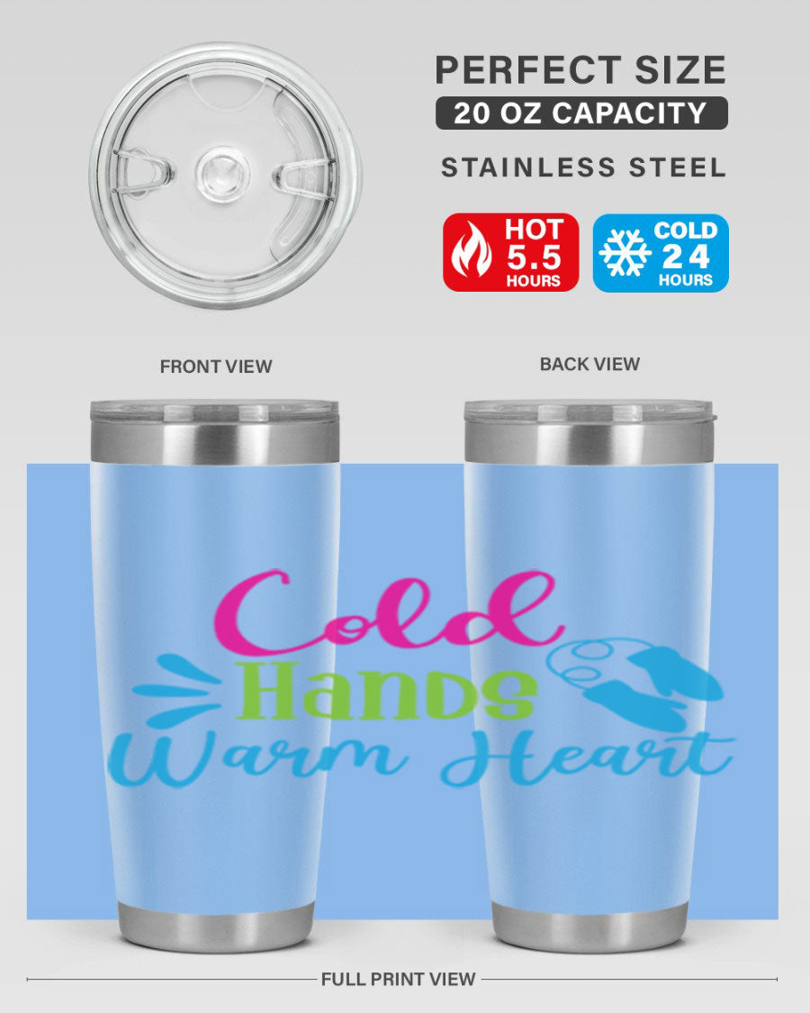 Cold Hands Warm Heart 47# winter tumbler in stainless steel with a stylish design, featuring a drink-thru lid and double wall vacuum insulation.
