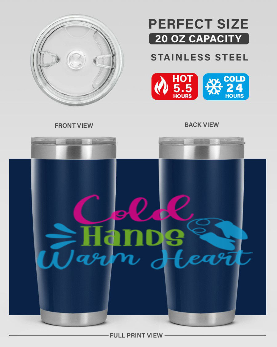 Cold Hands Warm Heart 47# winter tumbler in stainless steel with a stylish design, featuring a drink-thru lid and double wall vacuum insulation.
