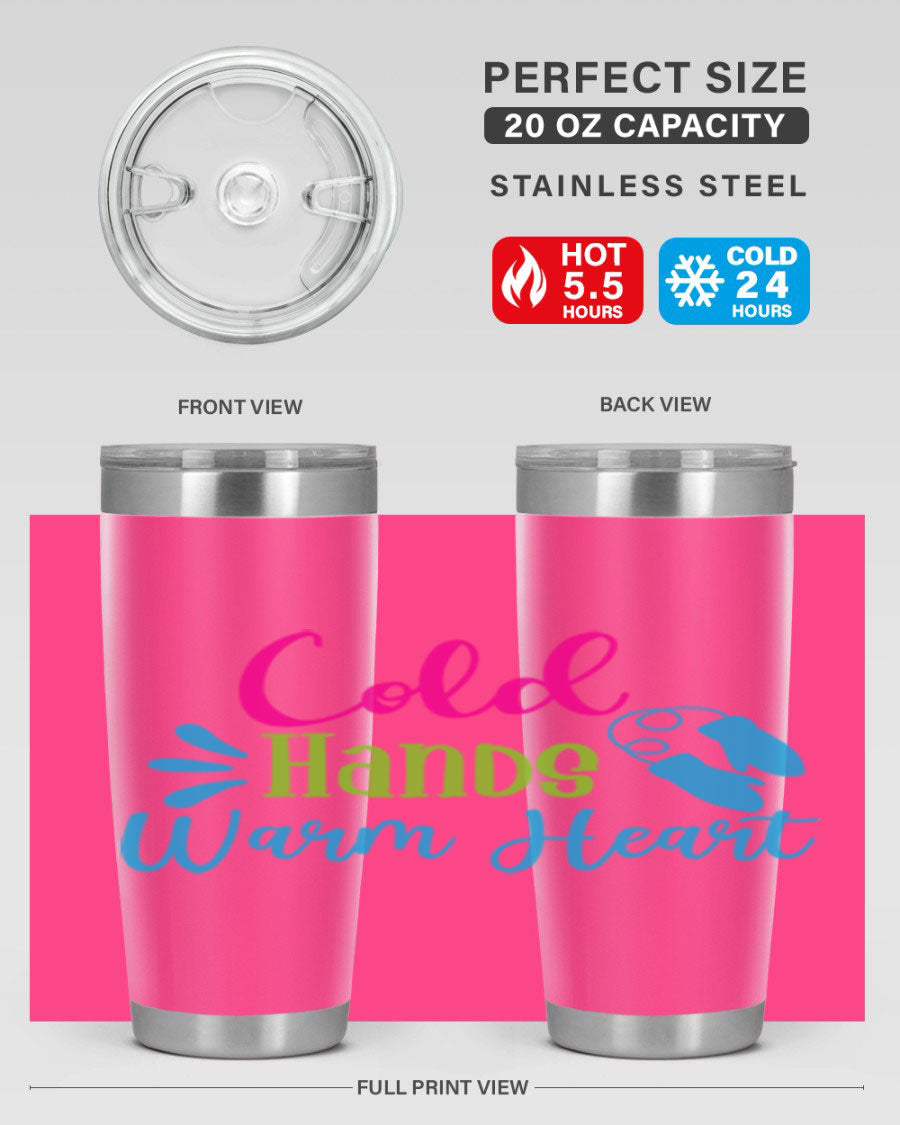 Cold Hands Warm Heart 47# winter tumbler in stainless steel with a stylish design, featuring a drink-thru lid and double wall vacuum insulation.
