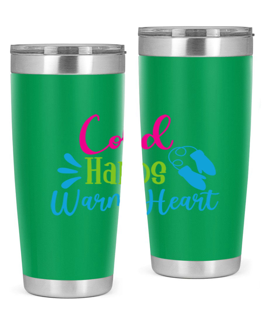 Cold Hands Warm Heart 47# winter tumbler in stainless steel with a stylish design, featuring a drink-thru lid and double wall vacuum insulation.