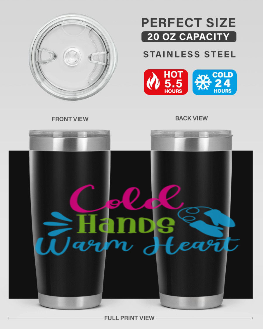 Cold Hands Warm Heart 47# winter tumbler in stainless steel with a stylish design, featuring a drink-thru lid and double wall vacuum insulation.