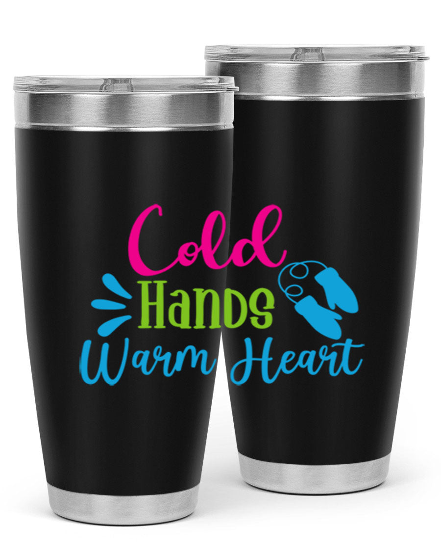 Cold Hands Warm Heart 47# winter tumbler in stainless steel with a stylish design, featuring a drink-thru lid and double wall vacuum insulation.