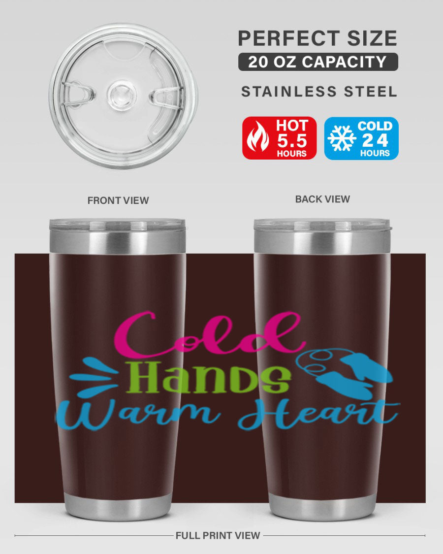 Cold Hands Warm Heart 47# winter tumbler in stainless steel with a stylish design, featuring a drink-thru lid and double wall vacuum insulation.