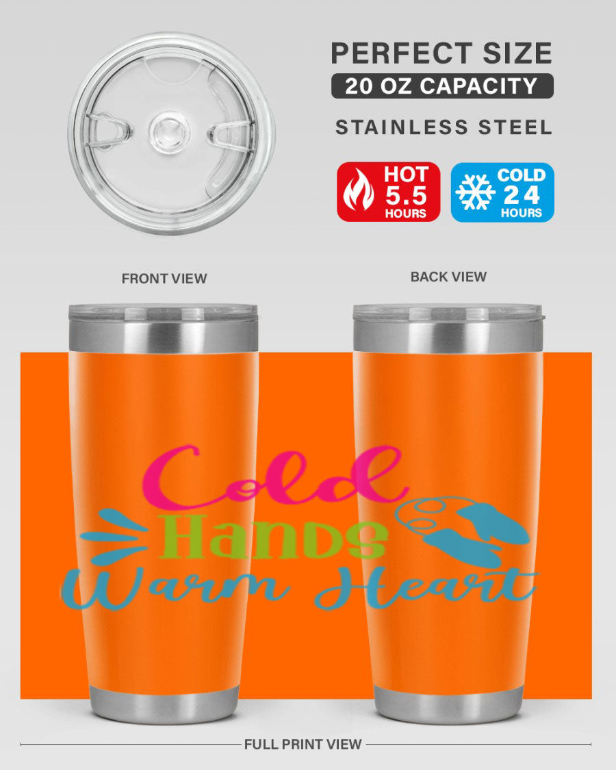 Cold Hands Warm Heart 47# winter tumbler in stainless steel with a stylish design, featuring a drink-thru lid and double wall vacuum insulation.