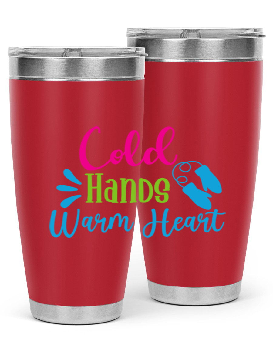 Cold Hands Warm Heart 47# winter tumbler in stainless steel with a stylish design, featuring a drink-thru lid and double wall vacuum insulation.
