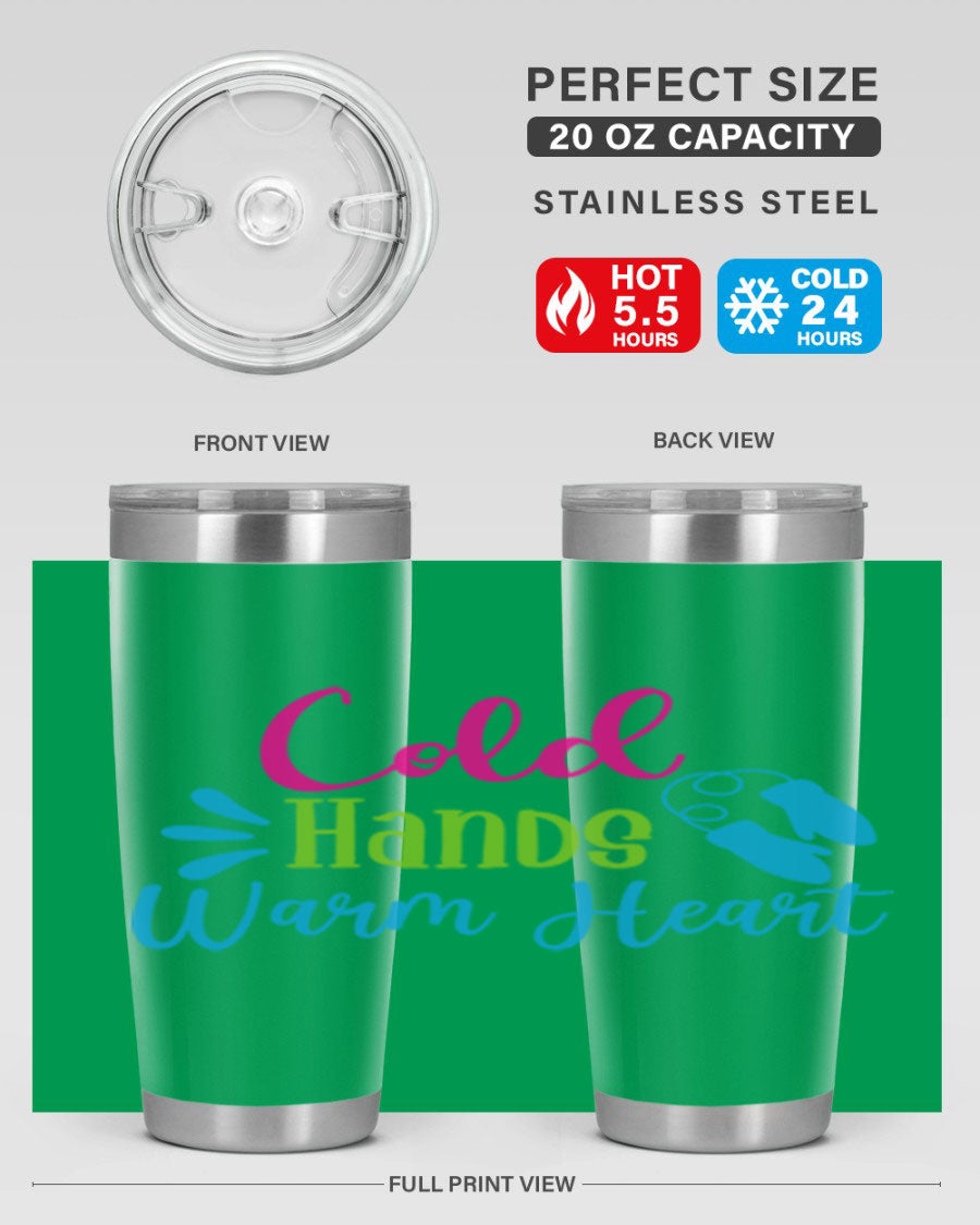 Cold Hands Warm Heart 47# winter tumbler in stainless steel with a stylish design, featuring a drink-thru lid and double wall vacuum insulation.