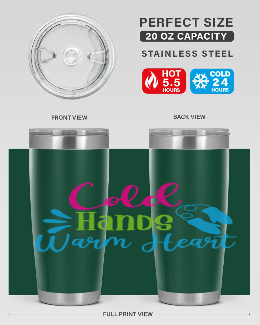 Cold Hands Warm Heart 47# winter tumbler in stainless steel with a stylish design, featuring a drink-thru lid and double wall vacuum insulation.