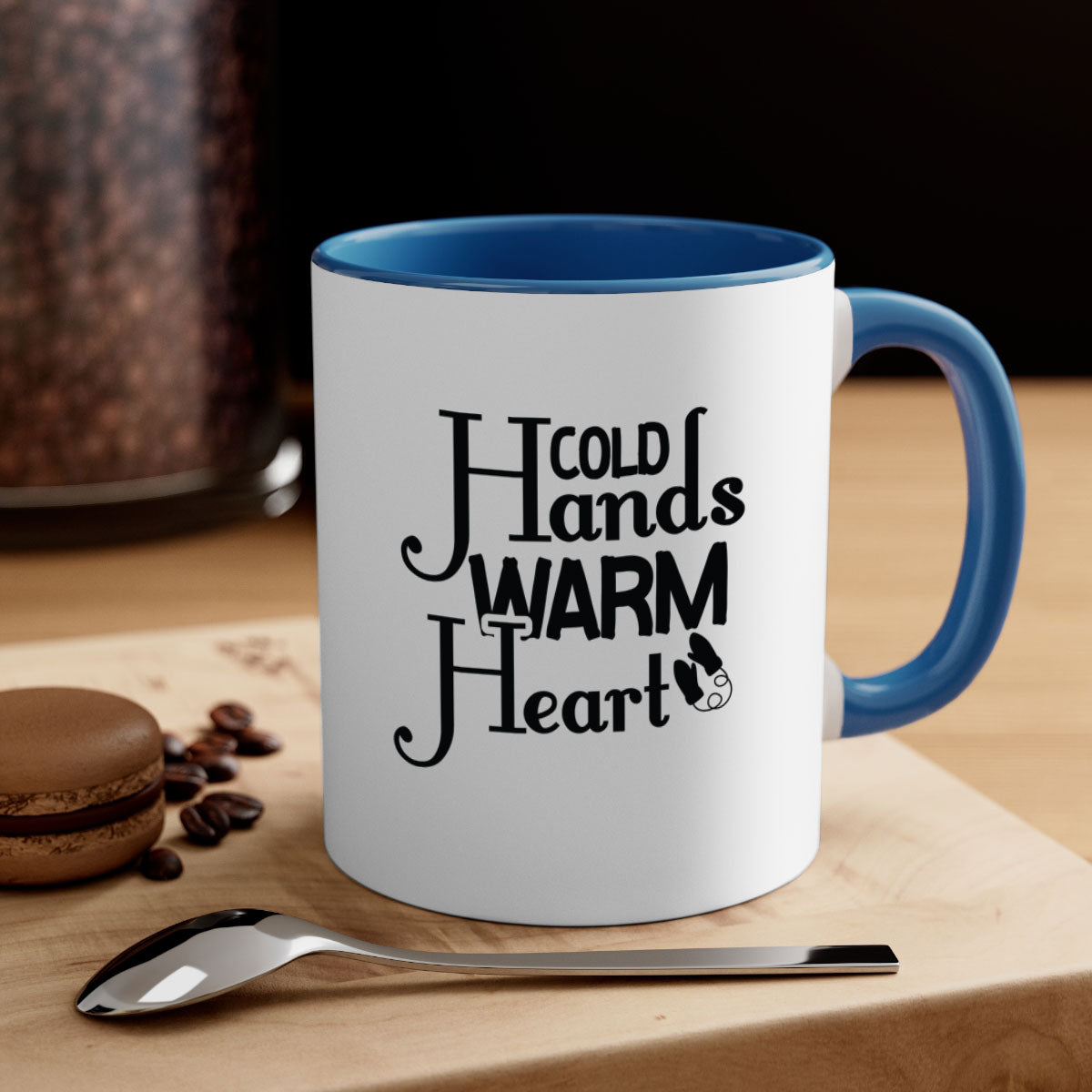 Cold Hands Warm Heart 48# Mug featuring a glossy finish, colored handle, and interior, available in five vibrant colors.