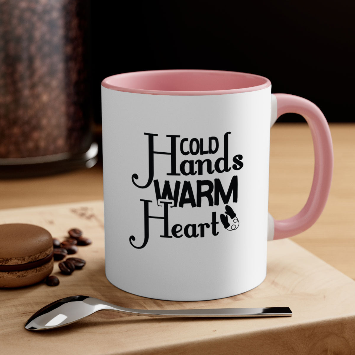 Cold Hands Warm Heart 48# Mug featuring a glossy finish, colored handle, and interior, available in five vibrant colors.