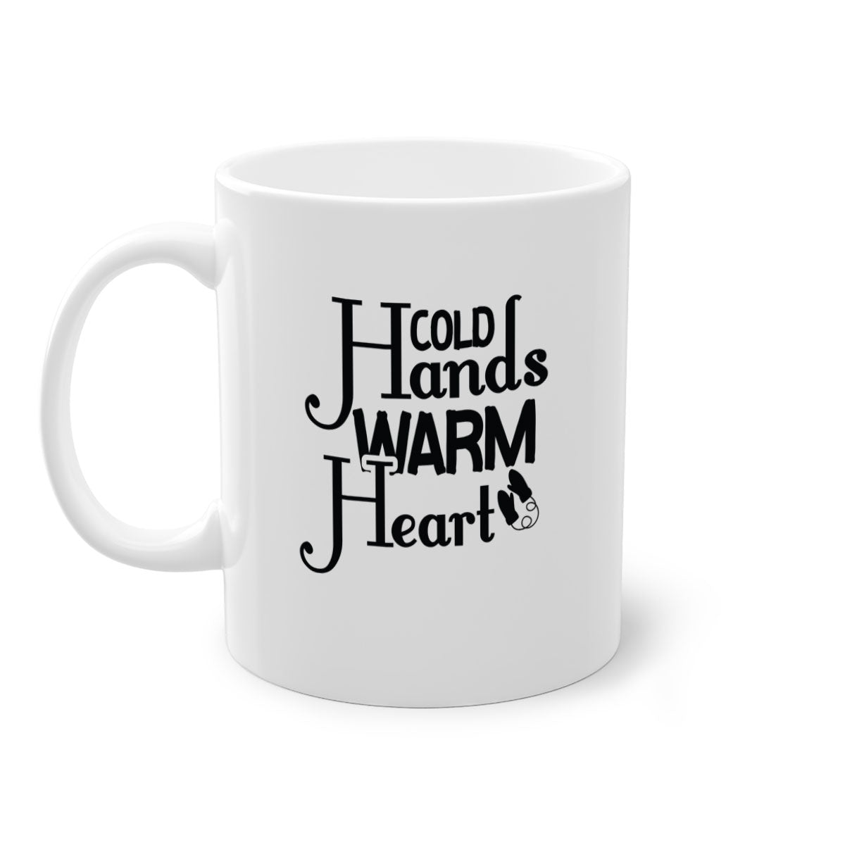 Cold Hands Warm Heart 48# Mug featuring a glossy finish, colored handle, and interior, available in five vibrant colors.