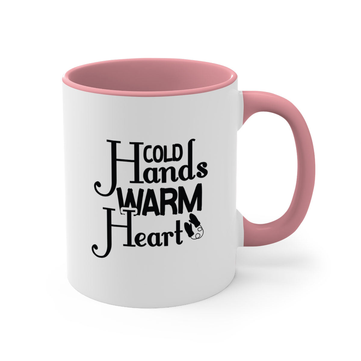 Cold Hands Warm Heart 48# Mug featuring a glossy finish, colored handle, and interior, available in five vibrant colors.
