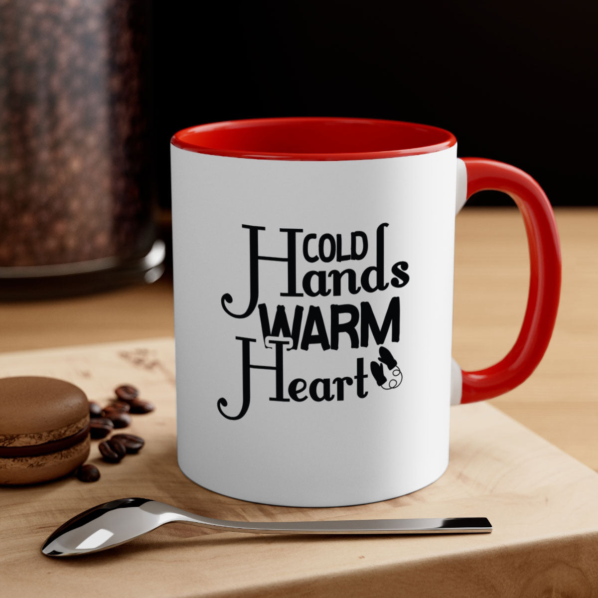 Cold Hands Warm Heart 48# Mug featuring a glossy finish, colored handle, and interior, available in five vibrant colors.