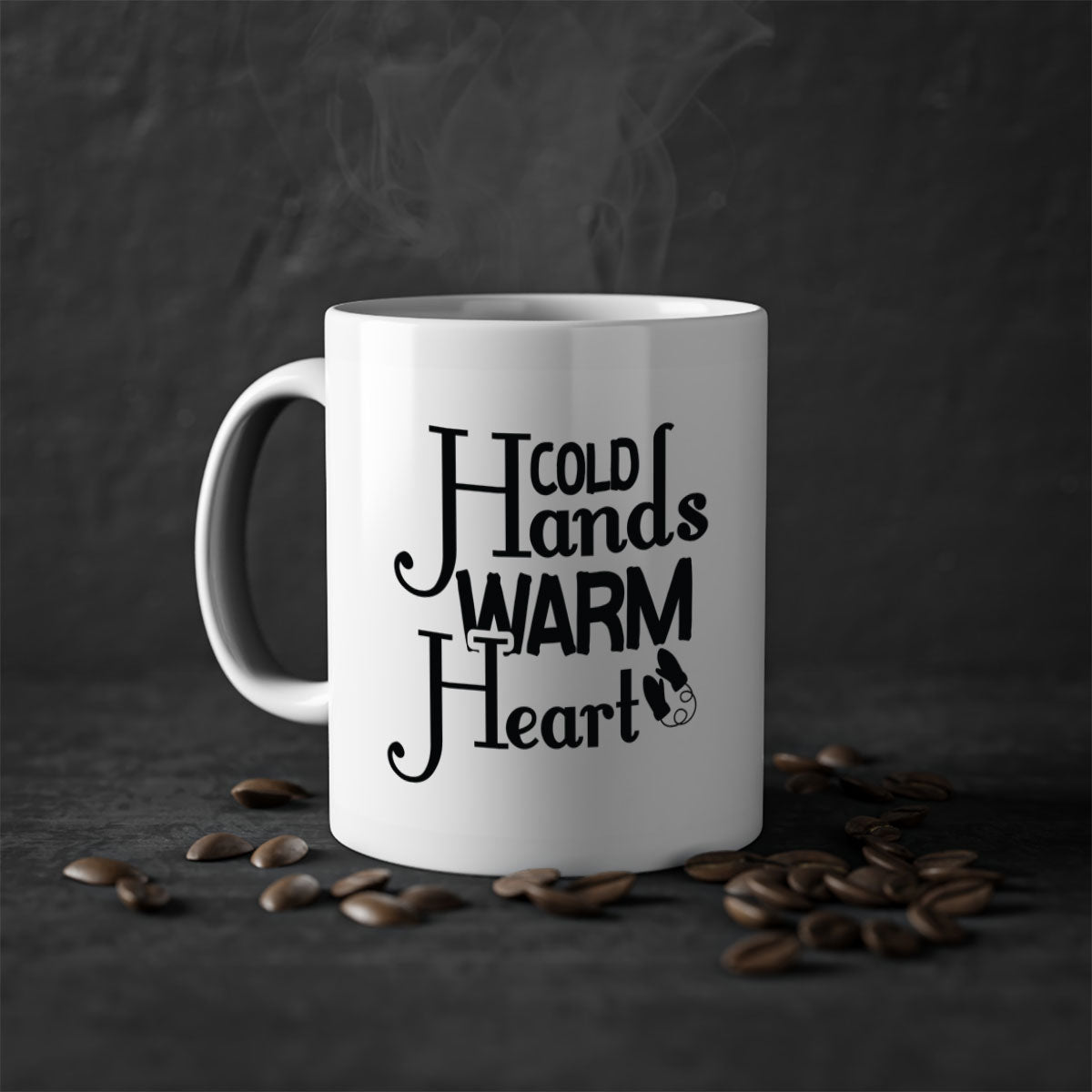Cold Hands Warm Heart 48# Mug featuring a glossy finish, colored handle, and interior, available in five vibrant colors.
