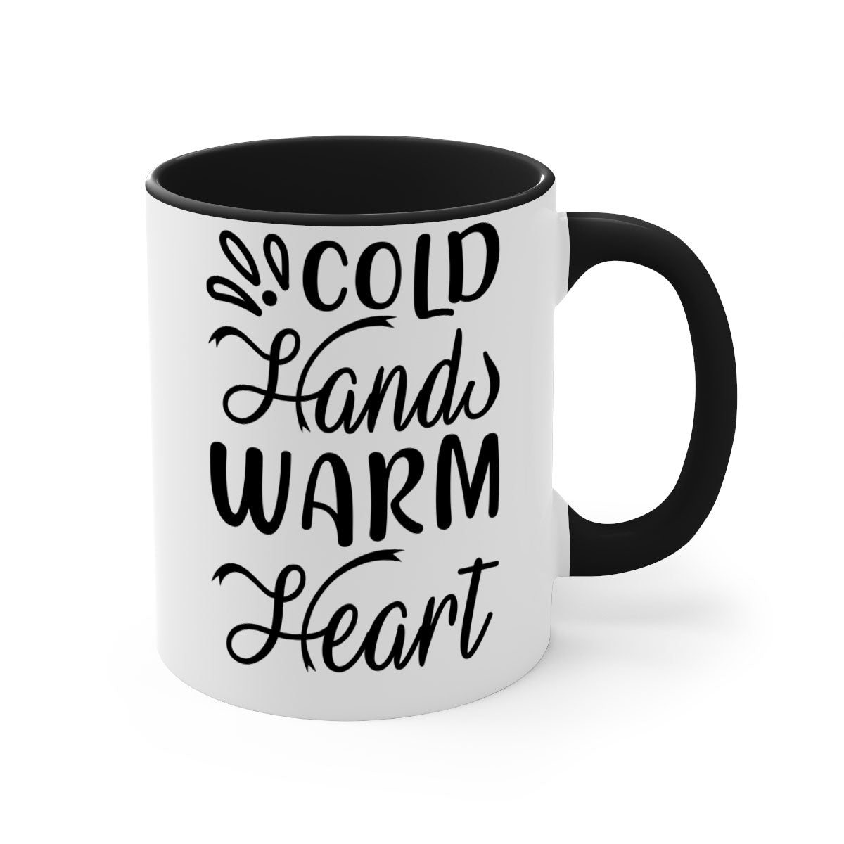 Cold Hands Warm Heart 54# Mug featuring a glossy finish, colored handle, and interior, available in five vibrant colors.