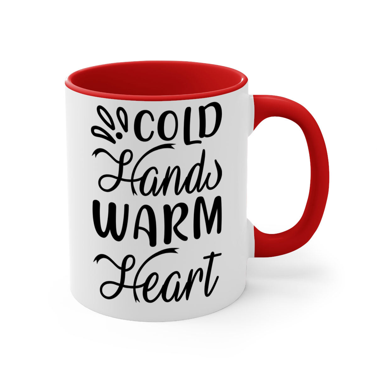 Cold Hands Warm Heart 54# Mug featuring a glossy finish, colored handle, and interior, available in five vibrant colors.