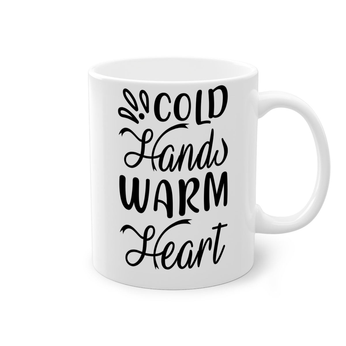 Cold Hands Warm Heart 54# Mug featuring a glossy finish, colored handle, and interior, available in five vibrant colors.