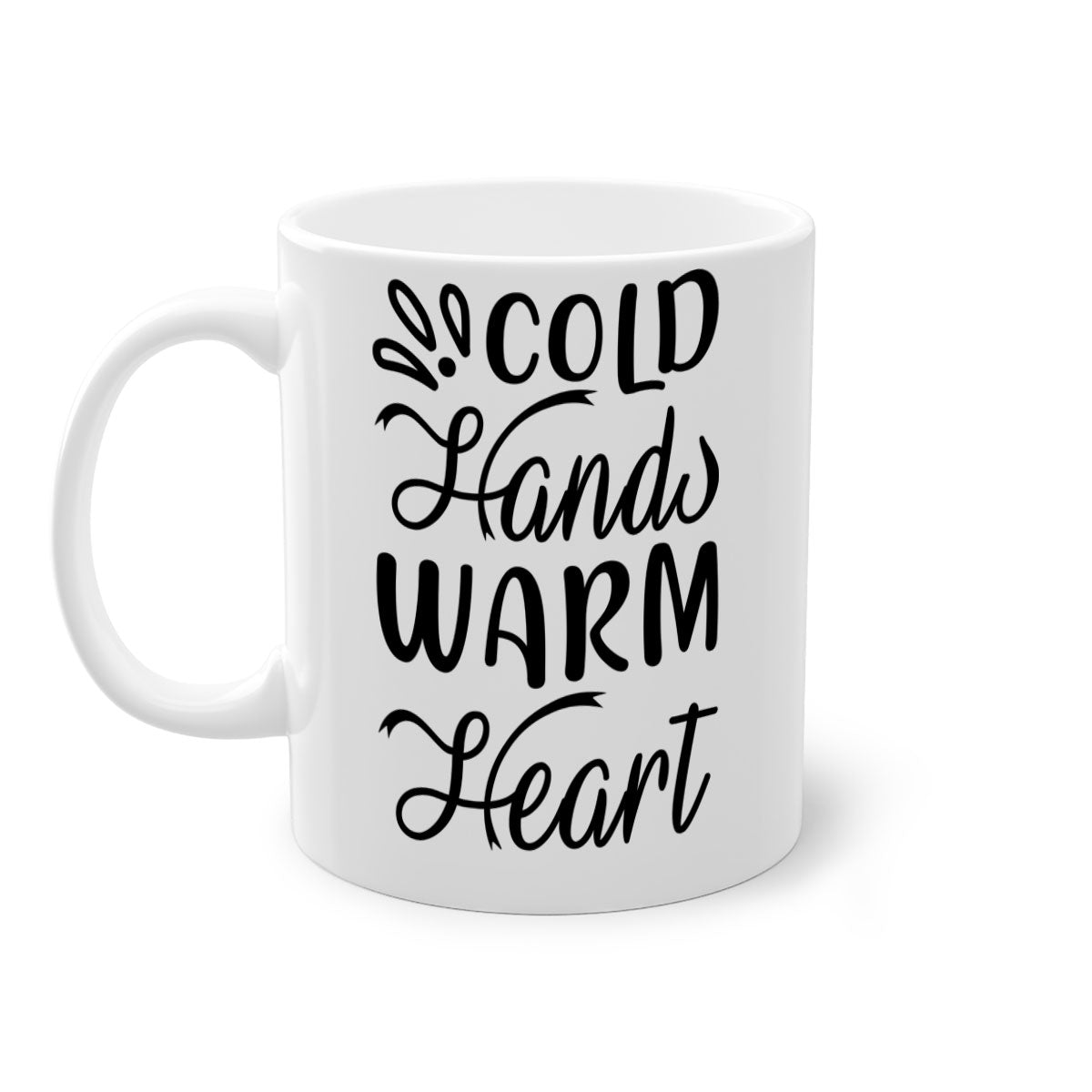 Cold Hands Warm Heart 54# Mug featuring a glossy finish, colored handle, and interior, available in five vibrant colors.