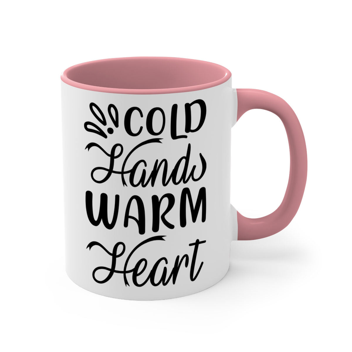 Cold Hands Warm Heart 54# Mug featuring a glossy finish, colored handle, and interior, available in five vibrant colors.