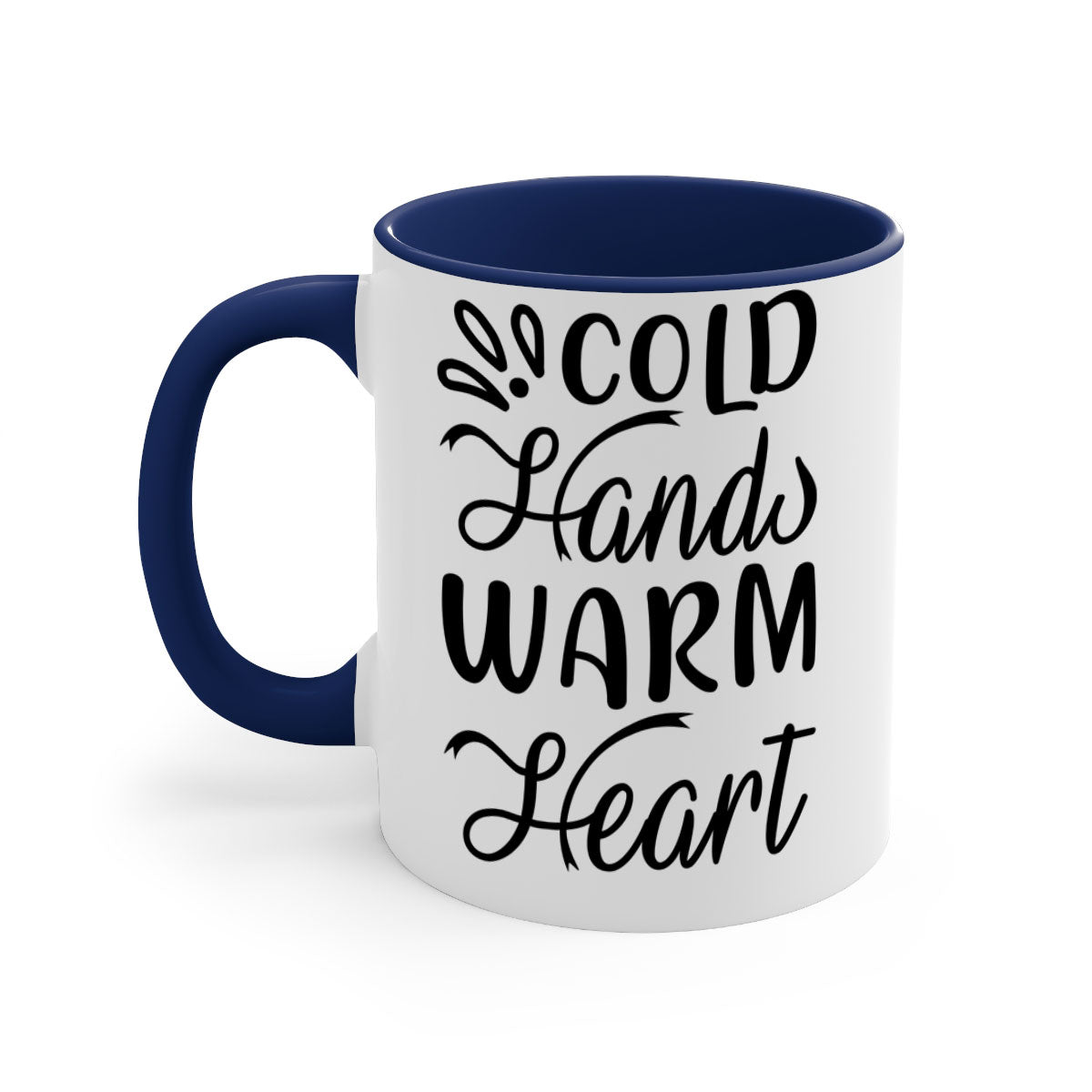Cold Hands Warm Heart 54# Mug featuring a glossy finish, colored handle, and interior, available in five vibrant colors.