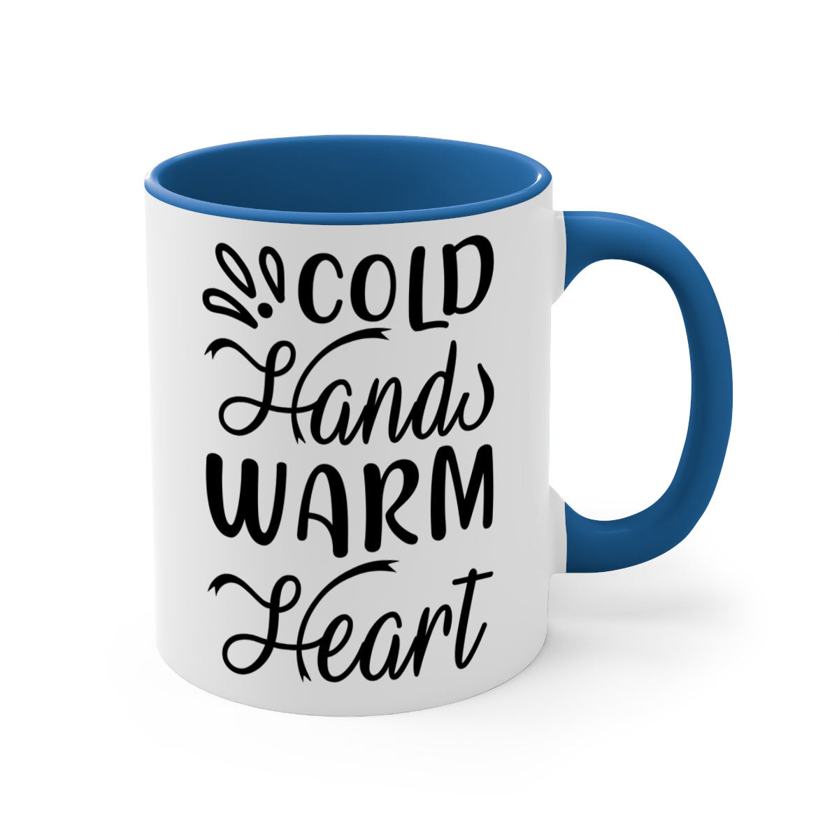 Cold Hands Warm Heart 54# Mug featuring a glossy finish, colored handle, and interior, available in five vibrant colors.