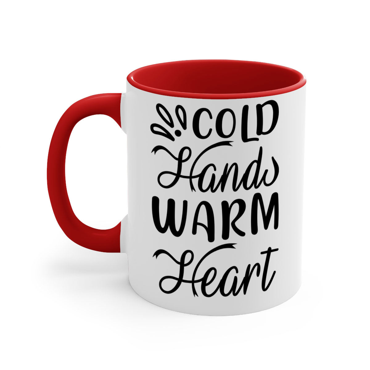 Cold Hands Warm Heart 54# Mug featuring a glossy finish, colored handle, and interior, available in five vibrant colors.