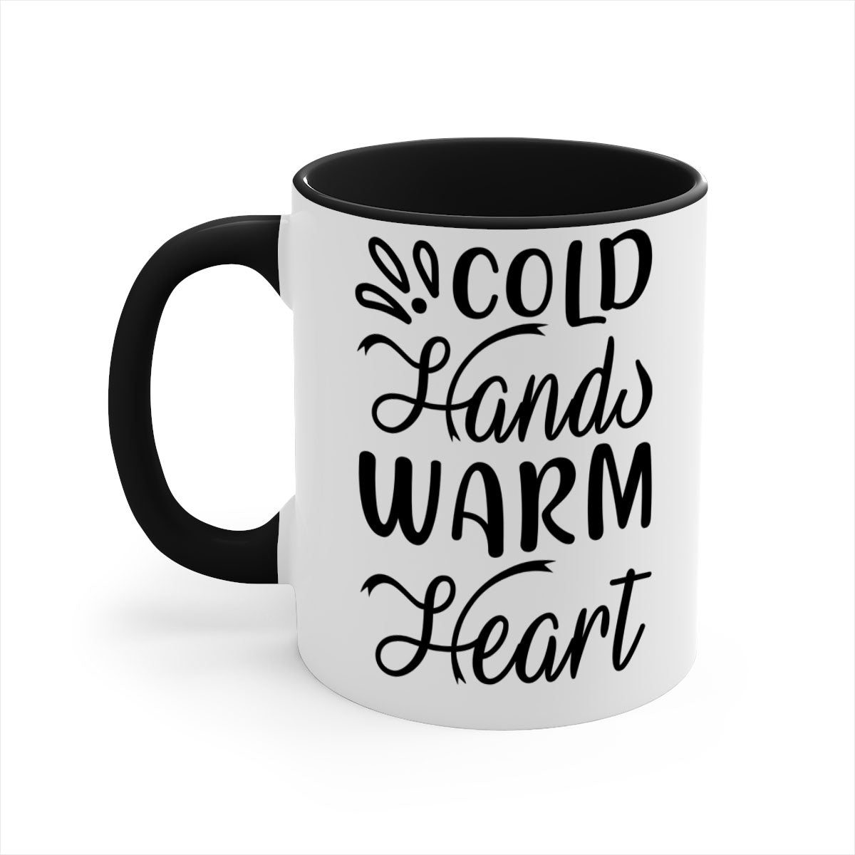 Cold Hands Warm Heart 54# Mug featuring a glossy finish, colored handle, and interior, available in five vibrant colors.
