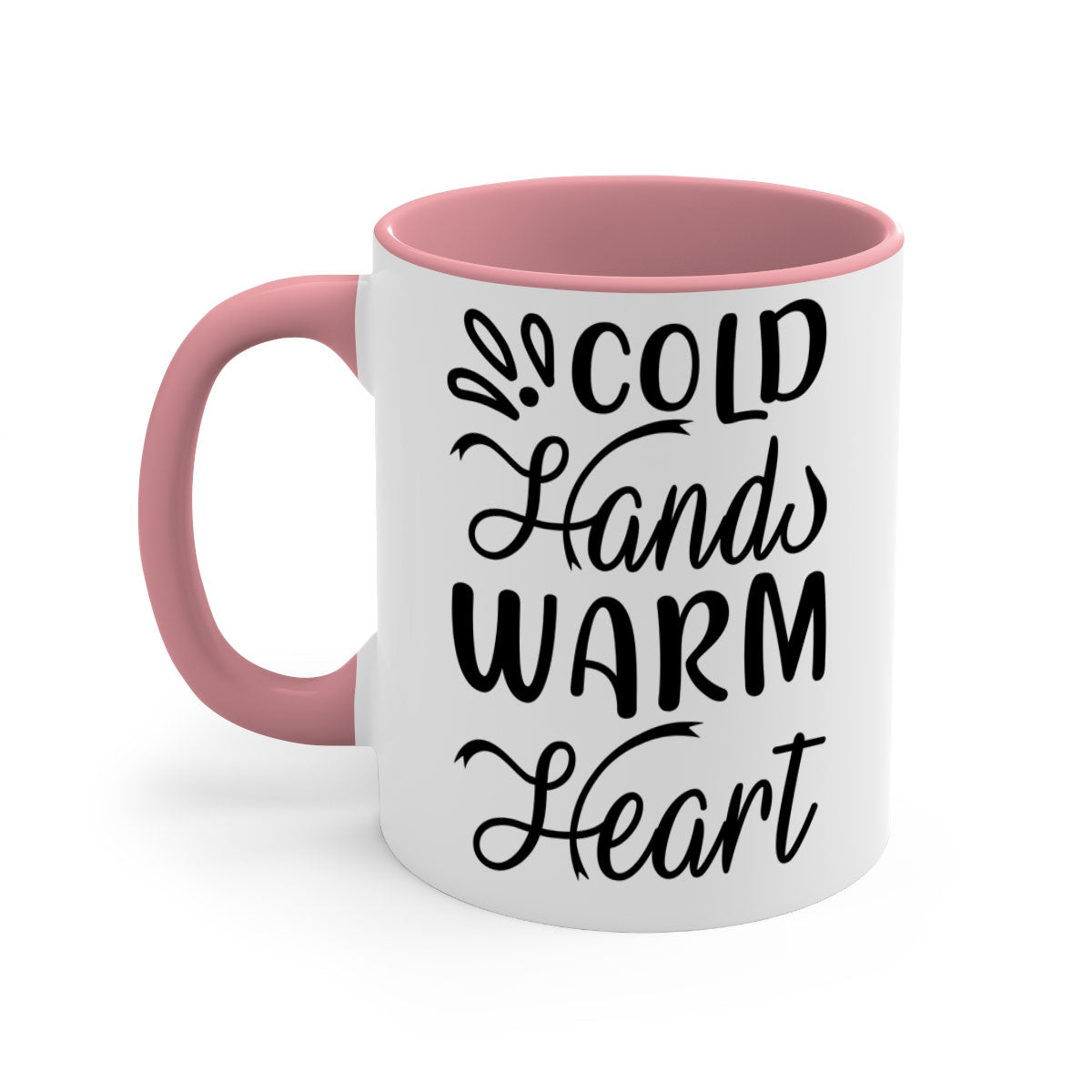 Cold Hands Warm Heart 54# Mug featuring a glossy finish, colored handle, and interior, available in five vibrant colors.