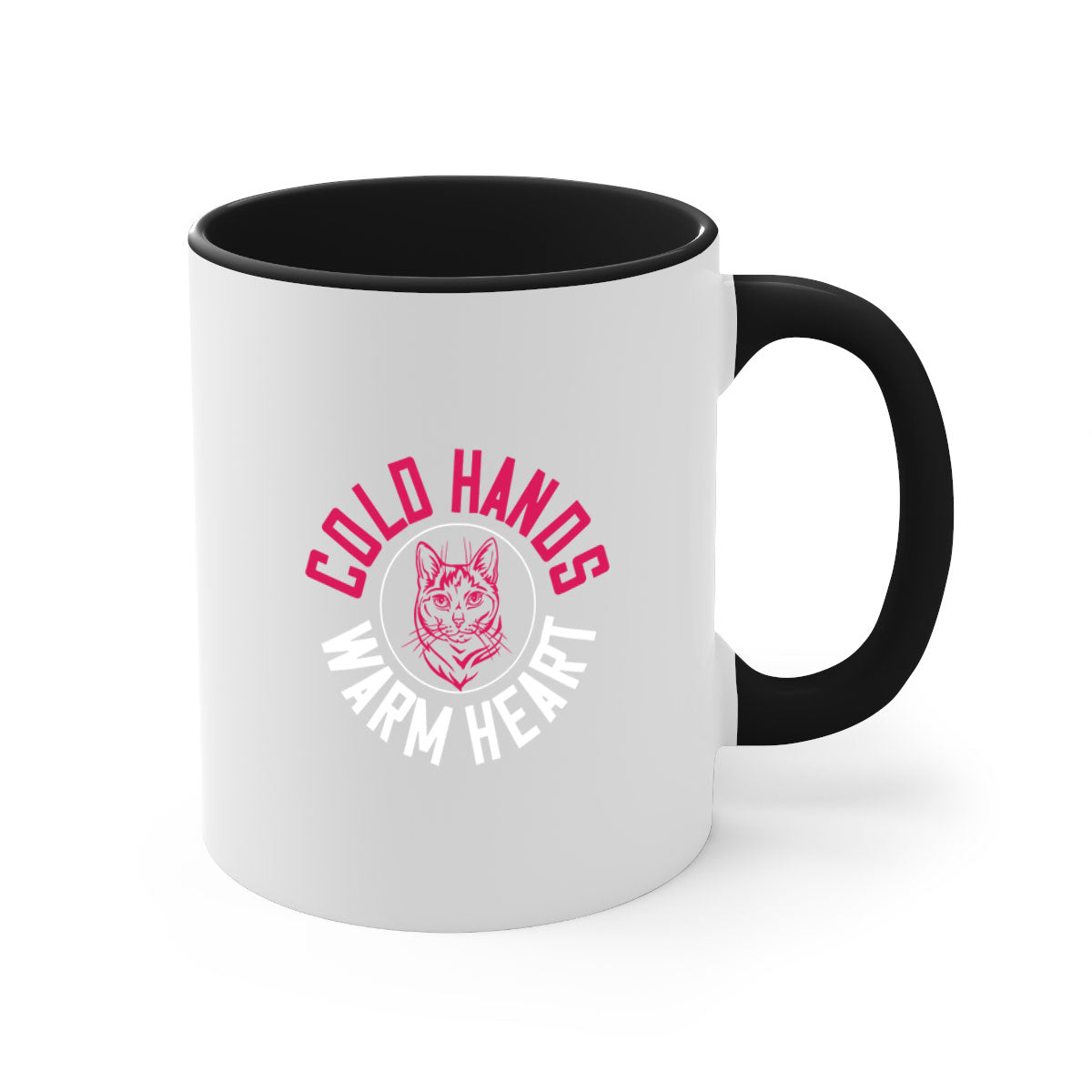 Cold hands warm heart Style 42# Mug with colorful handle and glossy finish, available in multiple colors and sizes.